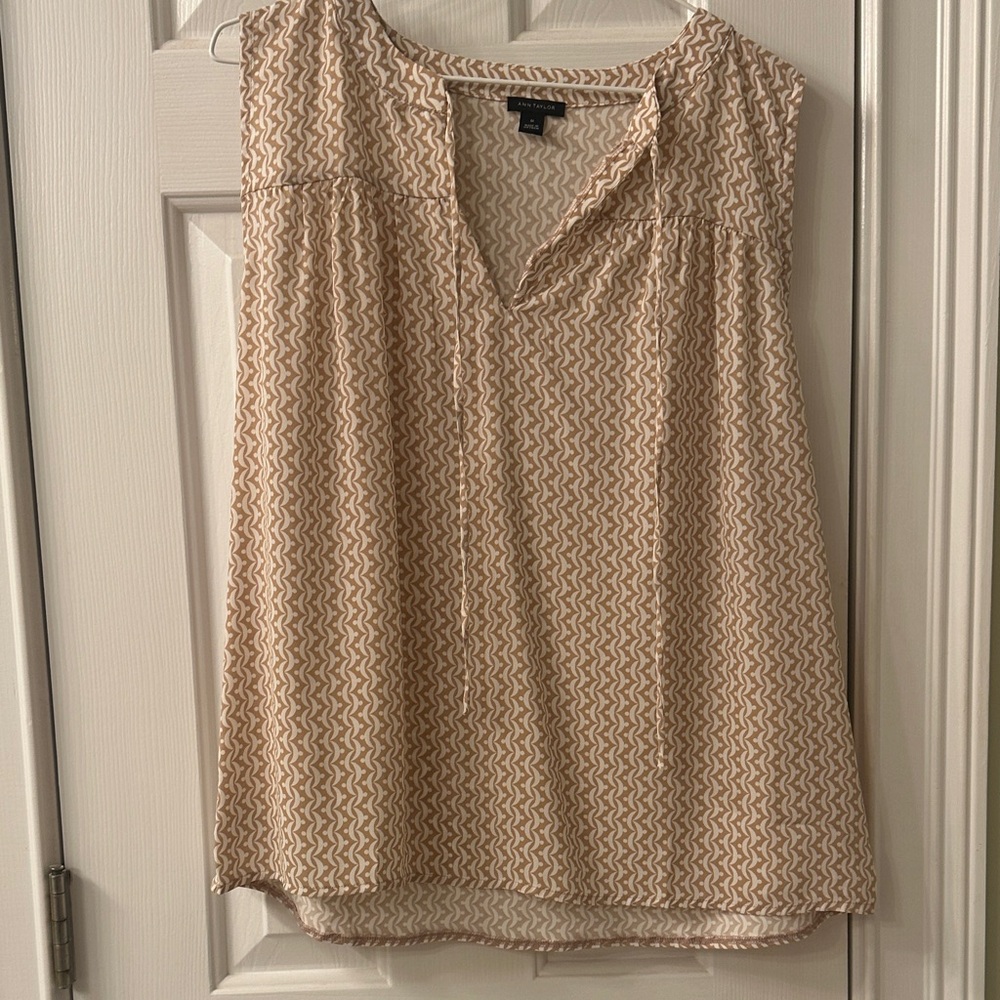 Ann Taylor Beige Patterned Blouse